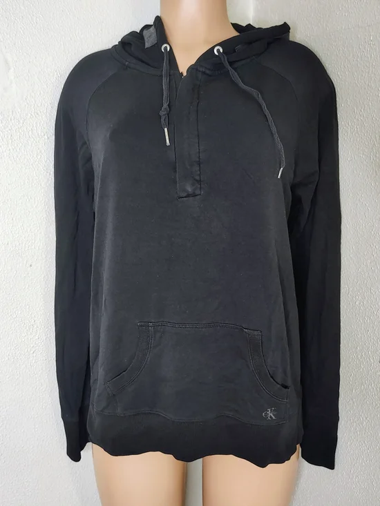 Calvin Klein Black Quarter-Zip Hoodie - XL - Picture 1 of 3